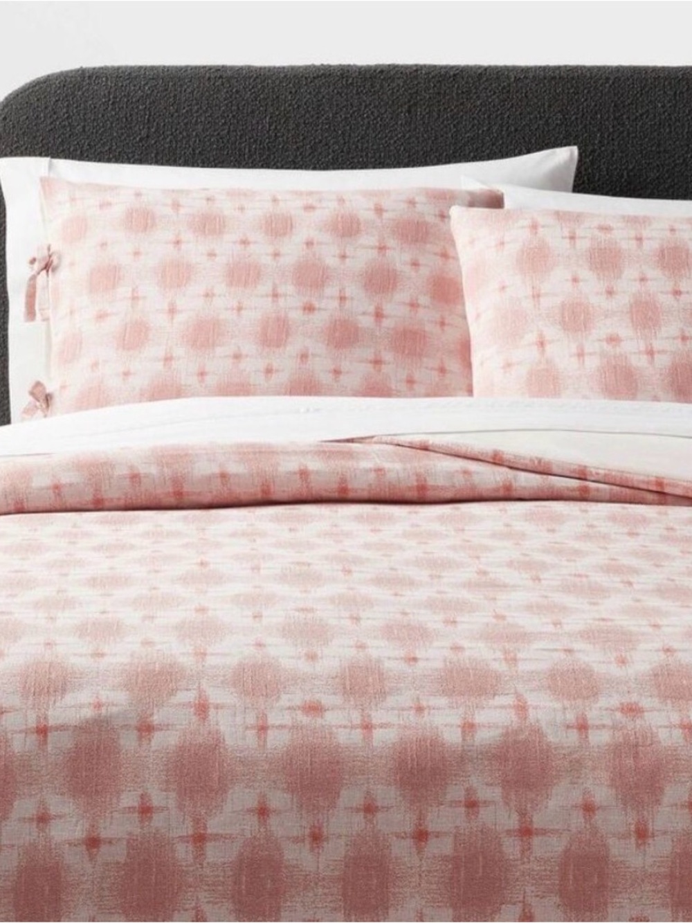 Threshold Yarn Dyed Cotton Duvet Cover Set Ikat Pink Print Size King